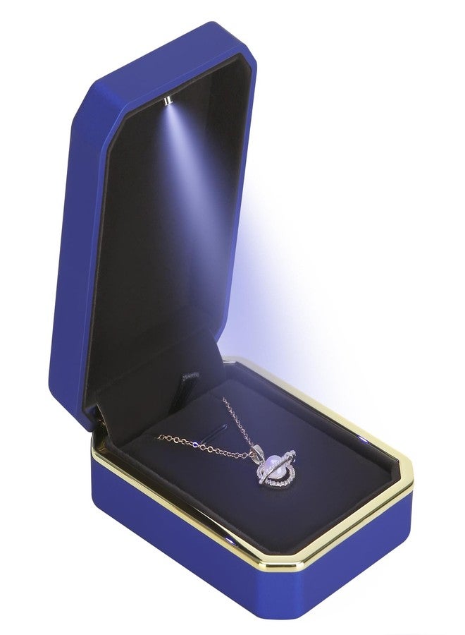 LETURE Luxury LED Pendant Necklace Gift Box with LED Light, Velvet Jewelry Storage Display Case for Proposal Engagement Wedding Anniversary Birthday Valentine's Day (Blue) - Image 5