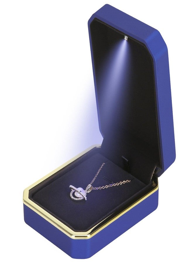LETURE Luxury LED Pendant Necklace Gift Box with LED Light, Velvet Jewelry Storage Display Case for Proposal Engagement Wedding Anniversary Birthday Valentine's Day (Blue) - Image 2