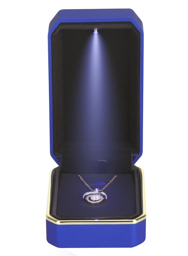 LETURE Luxury LED Pendant Necklace Gift Box with LED Light, Velvet Jewelry Storage Display Case for Proposal Engagement Wedding Anniversary Birthday Valentine's Day (Blue) - Image 4