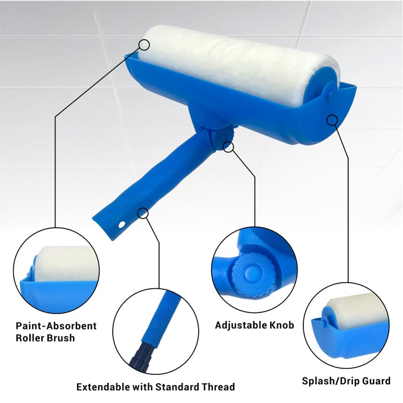 Nichiyo 10 Inch Ceiling Paint Roller with Shield Roller and Shield with Adjustable Head Ceiling Paint Rollers No Drip Roller Splatter-Free Brush Paint Brush for Painting Ceilings Wall (EL01152) - Image 2