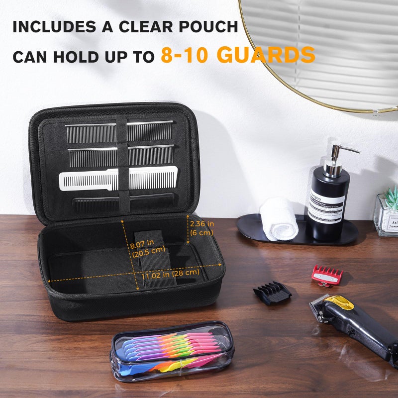 ProCase Hard Barber Accessories Case, Travel Bag for 3 Hair Clippers and Supplies, Trimmer Organizer Storage Box with Clear Pouch, Portable Holder for Men Razor Guard Grooming Kits -Black - Image 2