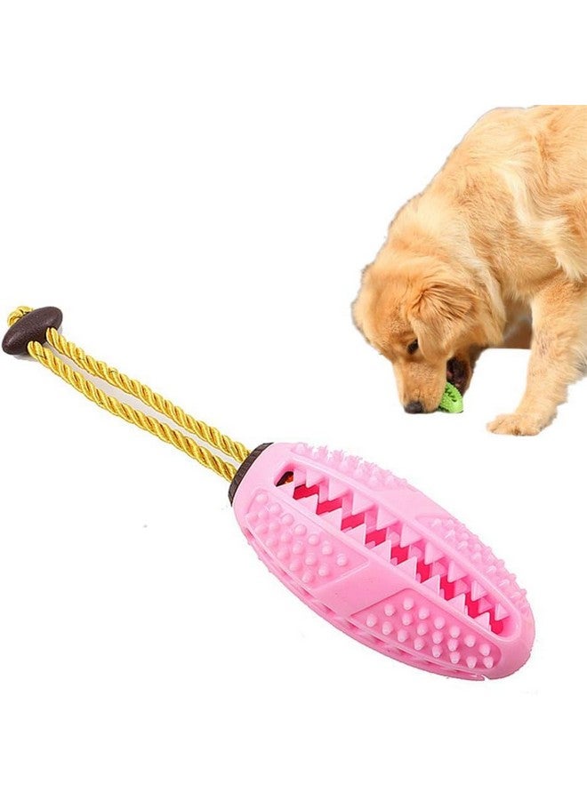لعبة مضغ كرات الرجبي المطاطية المبطنة المتينة والآمنة والناعمة، مثالية لتدريب الكلاب والجراء واللعب بها (وردي) - Image 5