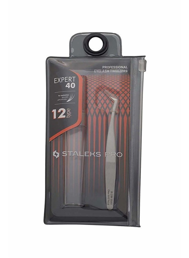 STALEKS - Professional eyelash tweezers EXPERT 40 TYPE 12 (curved tweezers for volume extension,65') - Image 4