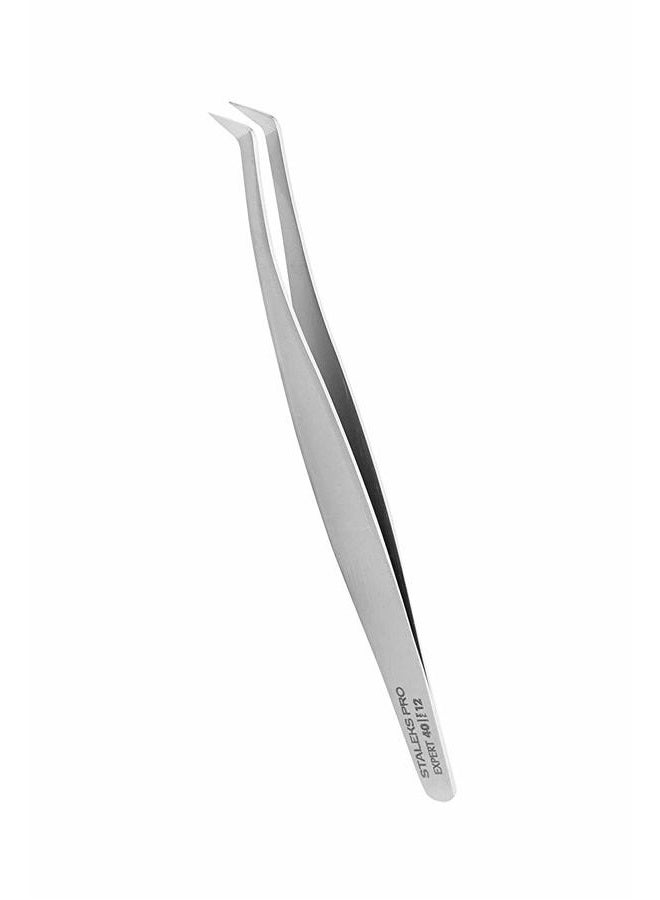 STALEKS - Professional eyelash tweezers EXPERT 40 TYPE 12 (curved tweezers for volume extension,65') - Image 1