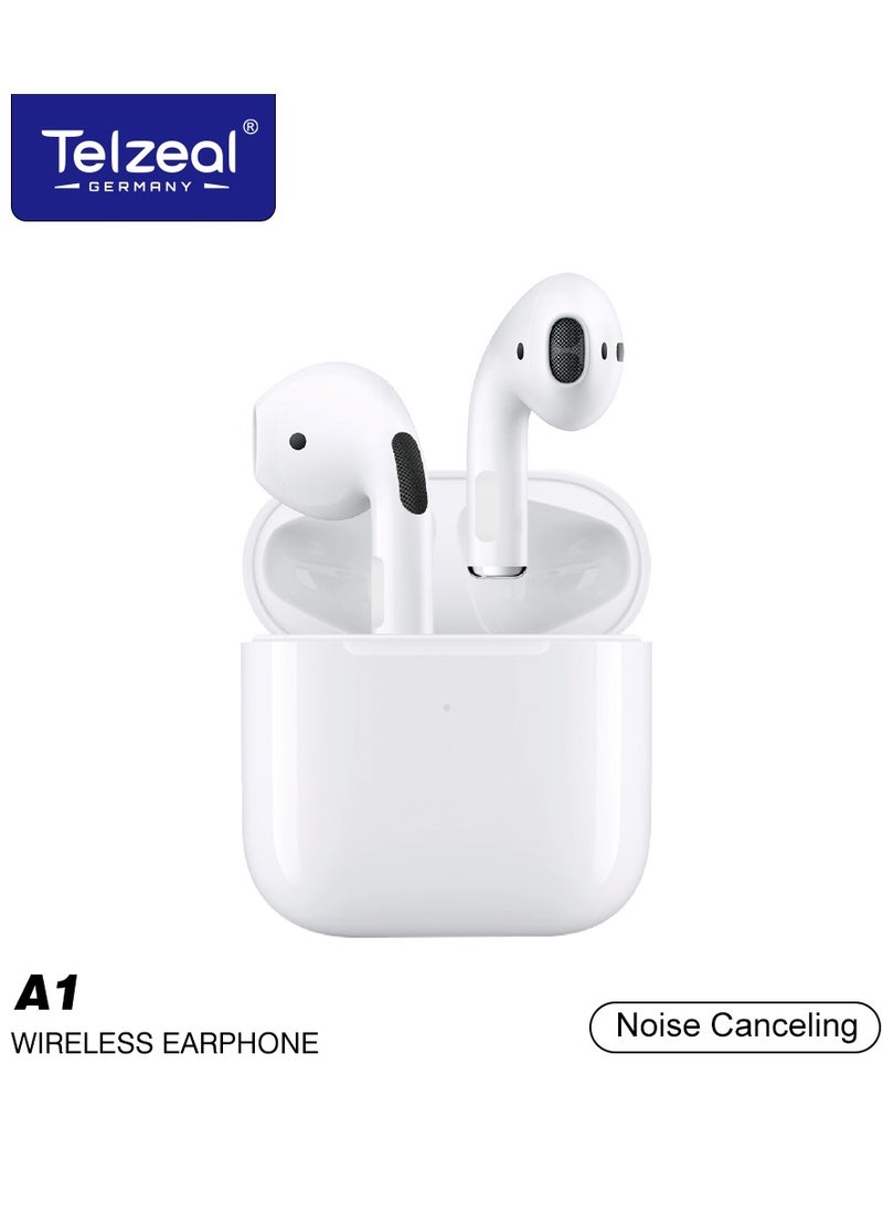 Telzeal - Telzeal A1 Wireless Earbuds – Pure Sound, Seamless Bluetooth Connectivity, Sleek White Design - Image 1