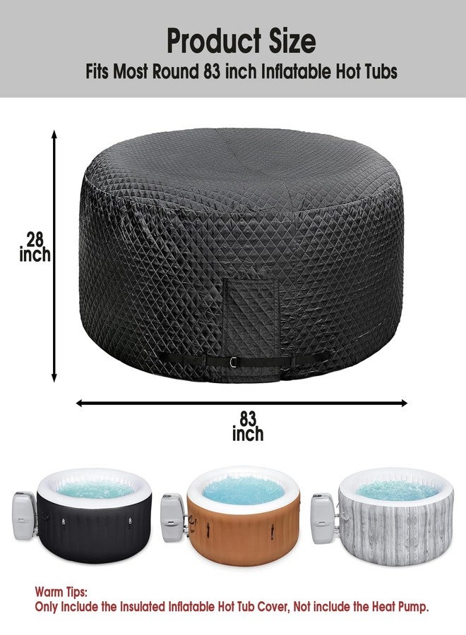 UCEDER Insulated Inflatable Hot Tub Cover,Round Spa Thermal Cover with External Heater/Pump Install Door Design,Energy-Saving and Eco-Friendly for Keeping Warm(Black, 83" D x 28" H) - Image 2
