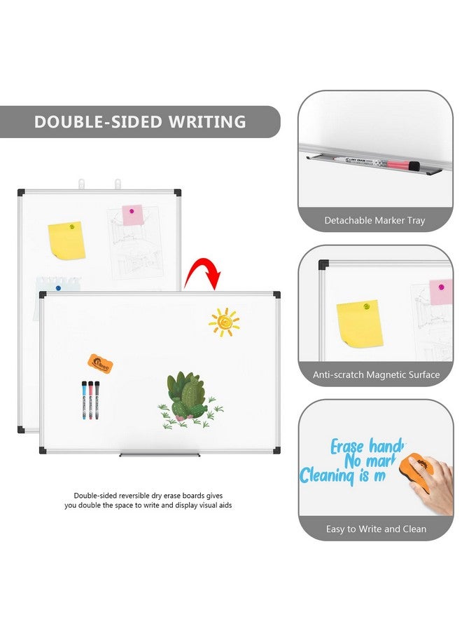 XBoard Magnetic Dry Erase Board/Whiteboard, 36 X 24 Inches, Double Sided White Board,1 Dry Eraser & 3 Dry Erase Markers & 4 Push Pin Magnets - Image 4