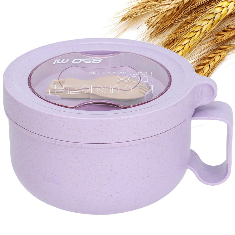 Ronanemon Unbreakable Microwave Soup Mugs with Lids and Handles,Microwave Ramen Bowl with Lid for Soup and Instant Noodles,Oatmeal, Gumbo, Salad,BPA Free (Lavender Purple) - Image 1