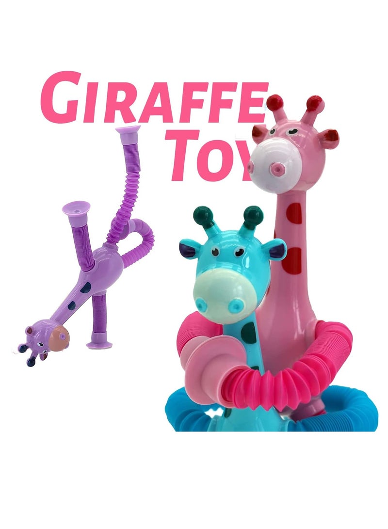 MAGIC VAULT 4 Pieces Telescopic Suction Cup Giraffe Toy, Shape Changing Telescopic Tube Fidget Toys, Pop Tubes, Fidget Tubes Sensory Toys for Girls Boys - Image 4