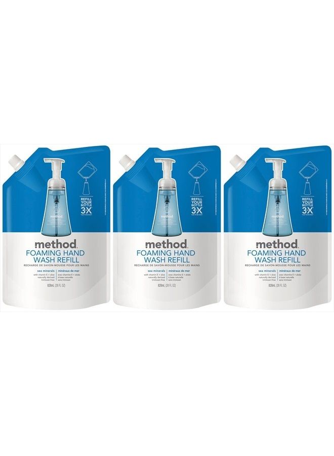 Method Foaming Hand Wash Refill Pouch, Sea Minerals, 28 Fl Oz (Pack of 3)  - Image 1