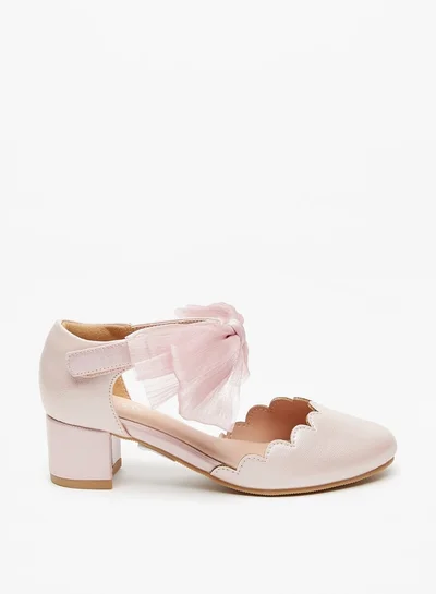 سيليست Girls Solid Bow Embellished Block Heel Shoes with Hook and Loop Closure