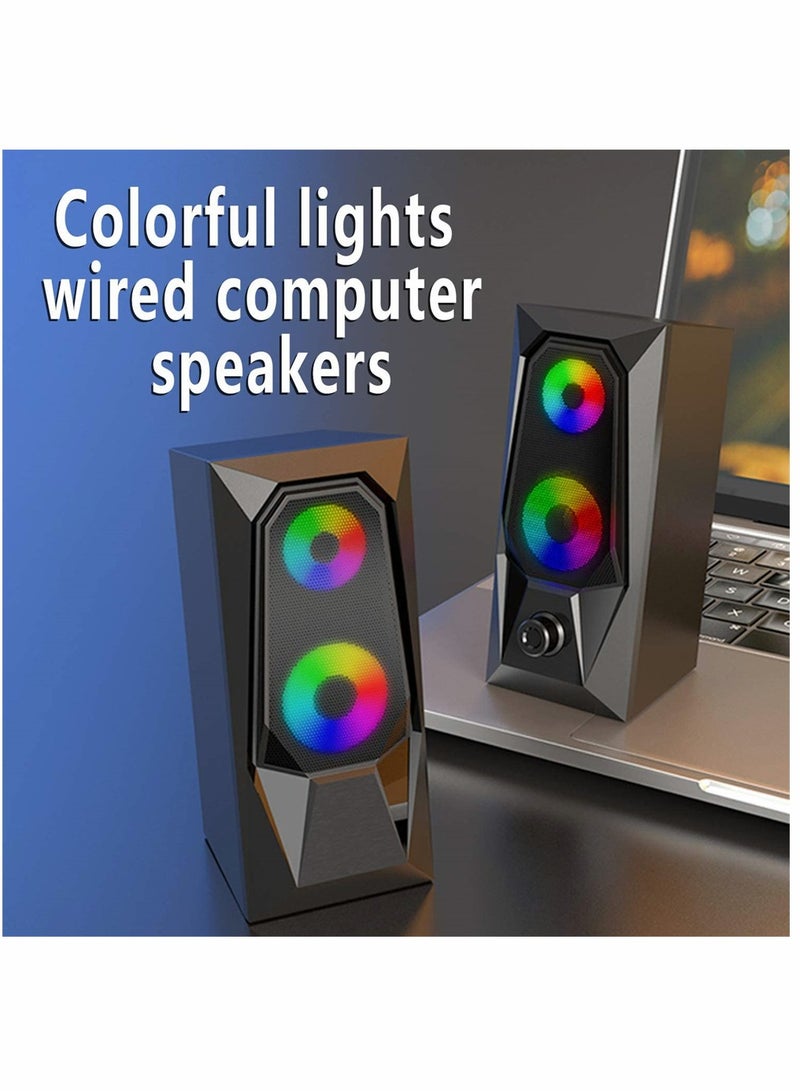 KASTWAVE Computer Speakers, RGB Color LED Light-Emitting Speakers, USB2.0 Channel PC Speakers, Stereo Subwoofer Computer Speakers, Suitable for PC, Tablet, Notebook, Desktop Computer, Mobile Phone, MP3, MP4 - Image 2