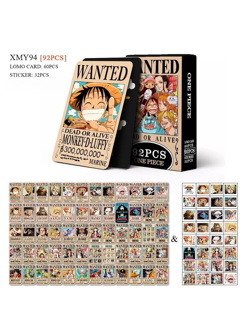 92Pcs One Piece Wanted  Lomo Cards and Stickers - Image 2