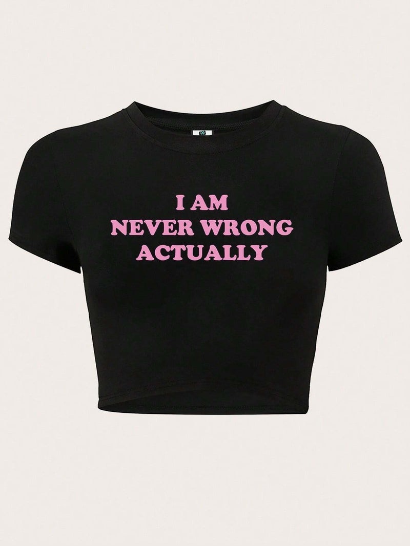 SXV STYLE Letter Printed Crop Top Slim Fit T-Shirt Passenger Princess Graphic Tees Women Tops (in, Alpha, S, Regular, Black-Pink) - Image 3