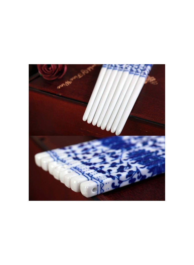 GGOOT 5 Pairs Chinese Blue and White Porcelain Chopsticks Ceramic Chopsticks Chinese Tableware ( Random Pattern ) - Image 4