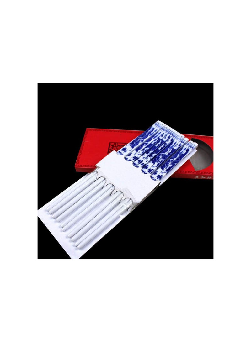 GGOOT 5 Pairs Chinese Blue and White Porcelain Chopsticks Ceramic Chopsticks Chinese Tableware ( Random Pattern ) - Image 3