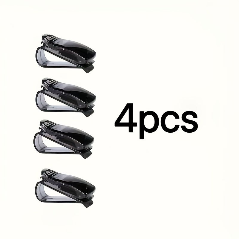 4pcs Black Universal Multi Functional Car Sun Visor Clip Set Includes Glasses Holder Card Organizer Storage Box For Tickets Documents - Image 5