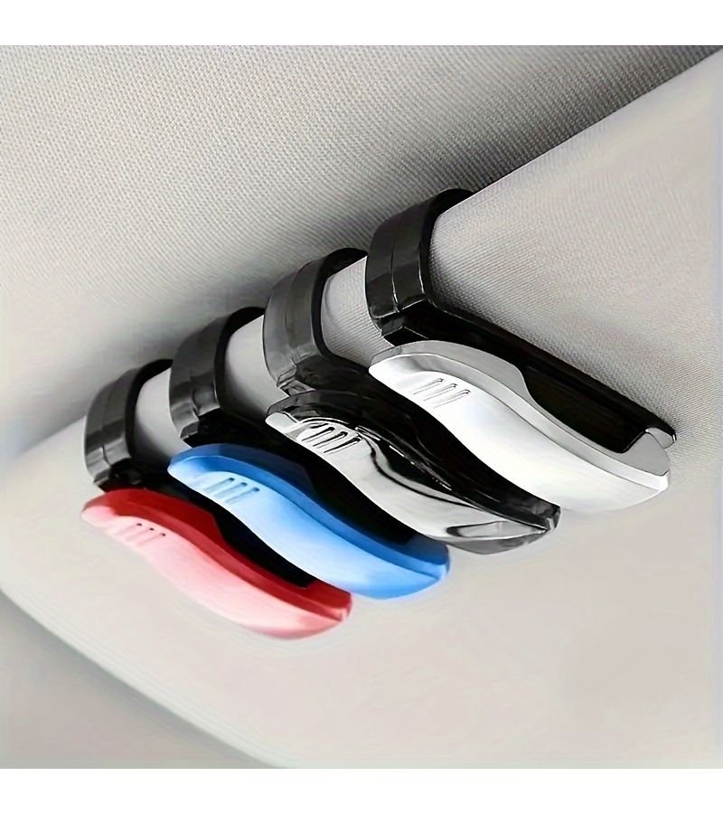 4pcs Black Universal Multi Functional Car Sun Visor Clip Set Includes Glasses Holder Card Organizer Storage Box For Tickets Documents - Image 3