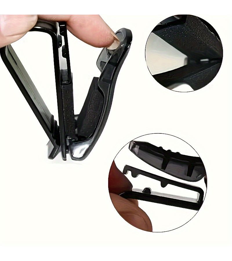 4pcs Black Universal Multi Functional Car Sun Visor Clip Set Includes Glasses Holder Card Organizer Storage Box For Tickets Documents - Image 4