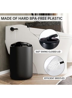 Arabest Bathroom Accessories Set,6 Pcs Plastic Gift Set Toothbrush Holder,Mouthwash Cup,Soap Dispenser,Soap Dish,Toilet Brush,Trash Can,Black  - Image 4