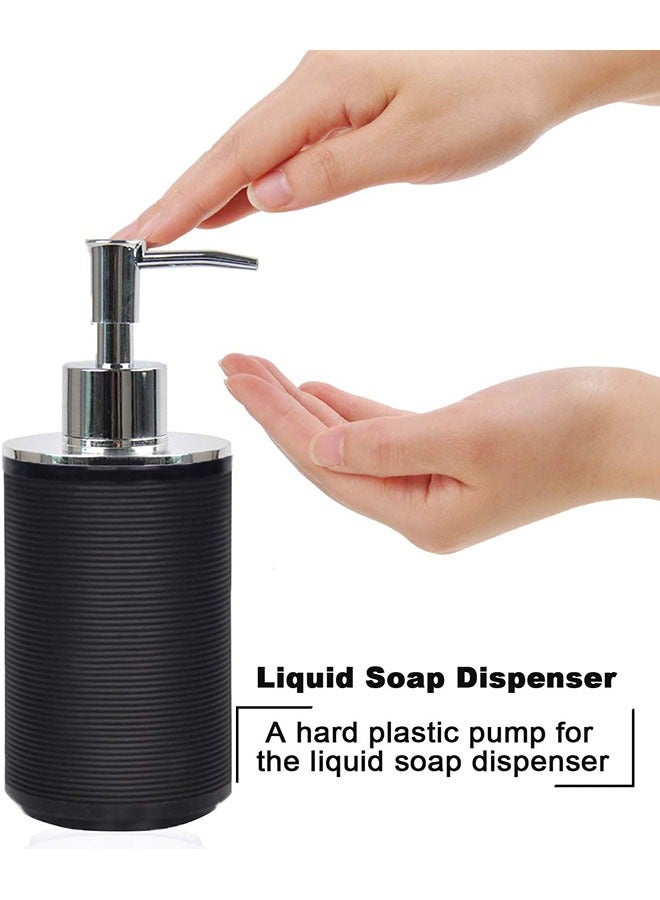 عربست مجموعة اكسسوارات الحمام ، 6 قطعة من البلاستيك هدية مجموعة حامل فرشاة الأسنان ، وكأس الغرغرة ، موزع الصابون ، صحن الصابون ، فرشاة المرحاض ، سلة المهملات ، أسود - Image 3