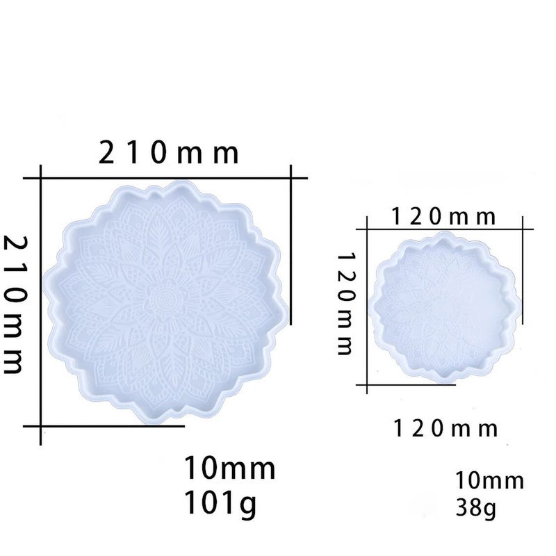 Snoogg Snoogg 8 inch Mandala Flowers Coaster Mould for Resin, 3 Pack Sun Flowers Tray Resin Moulds Epoxy Resin Casting Silicone Moulds for DIY Resin Mandala Coaster Snacks Serving  - Image 4