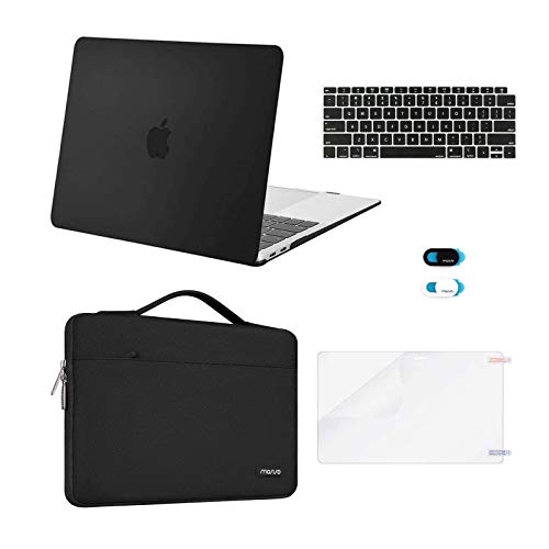 MOSISO Compatible with MacBook Air 13 inch Case M1 Chip 2021 2020 2019 2018 Release A2337 A2179 A1932 Retina Display, Plastic Hard Shell Case&Bag&Keyboard Skin&Webcam Cover&Screen Film, Black - Image 1
