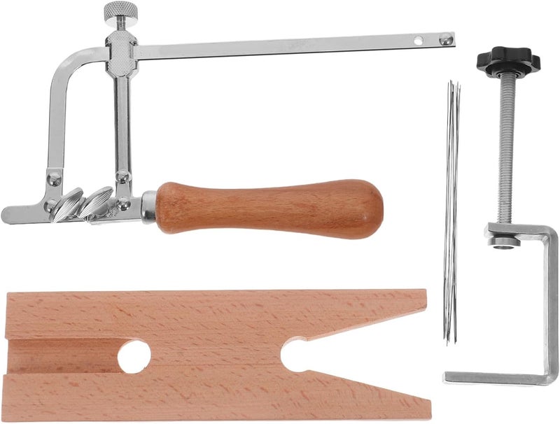 Tofficu Jeweler’s Saw Frame with 12 Blades and Wooden Bench Pin Clamp, Wire Saw Metal Cutting Hand Tool for Woodworking and Craft Precision Cutting - Image 1
