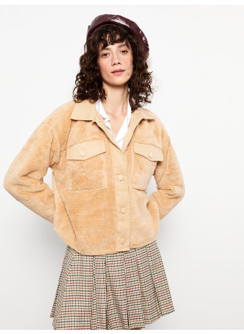 Regular Long Sleeve Plush Women's Shirt Jacket