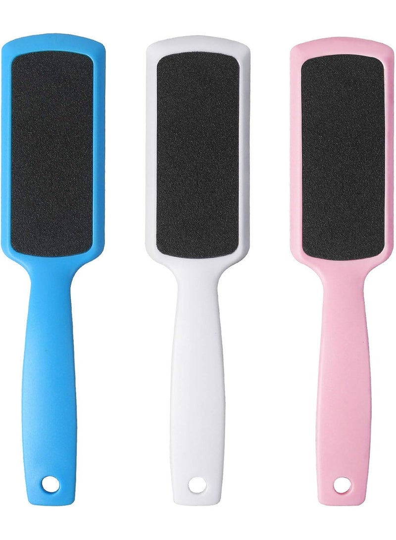 مجموعة 3 قطع من مبارد القدم الاحترافية مزدوجة الجوانب (أزرق، أبيض، وردي) لإزالة الكالو والجلد الميت والجاف - مقشرة كعب قابلة للغسل وإعادة الاستخدام من البلاستيك/PP، أداة باديكير منزلية خفيفة الوزن للعناية بالقدمين المتشققة والخشنة - نتائج سريعة وناعمة، أفضل أداة عناية بالقدم للرجال والنساء. - Image 1
