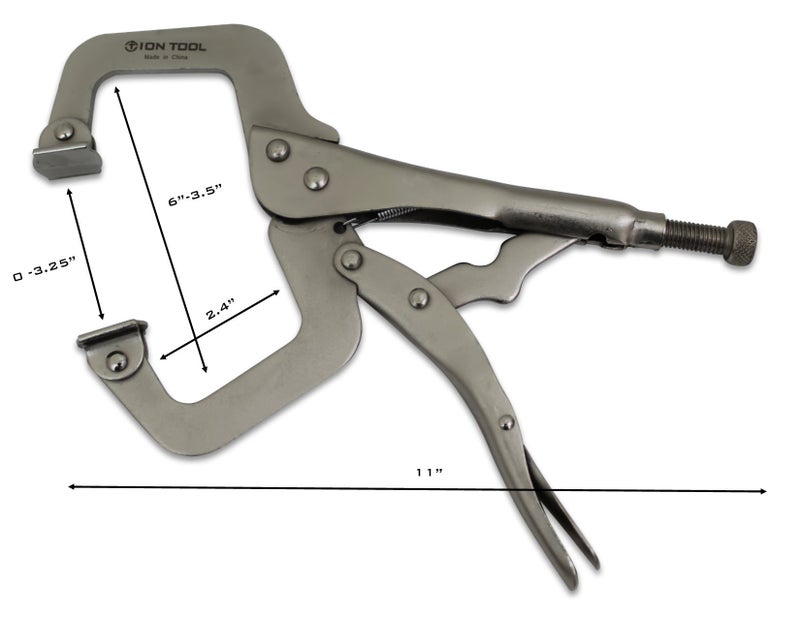 ION TOOL 6 Pack - 11” C-Clamp Locking Pliers, Swivel Pads - Image 3