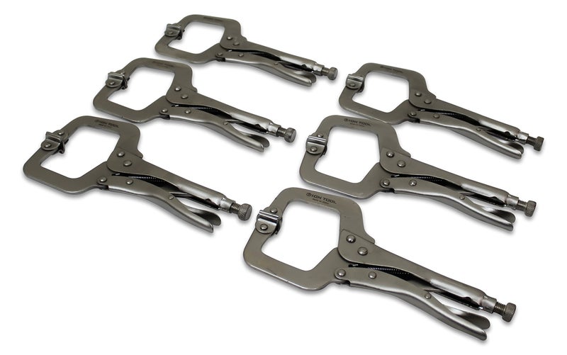 ION TOOL 6 Pack - 11” C-Clamp Locking Pliers, Swivel Pads - Image 2
