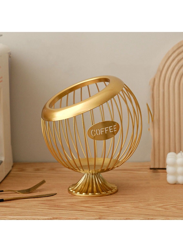 general Wrought iron fruit basket, coffee capsule storage basket, table top decoration, tea table snacks, dried fruit, fruit candy storage - Image 1