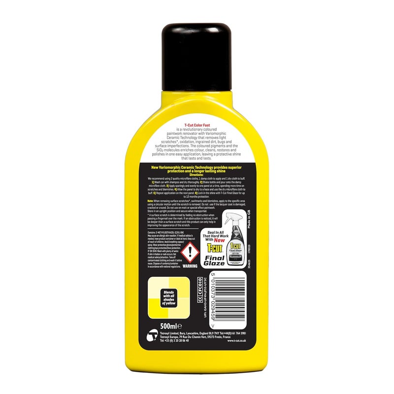 T-Cut Yellow Scratch Remover, Color Fast Paintwork Restorer Car Polish, 13 Colors Available, 17 Fl Oz - Image 2