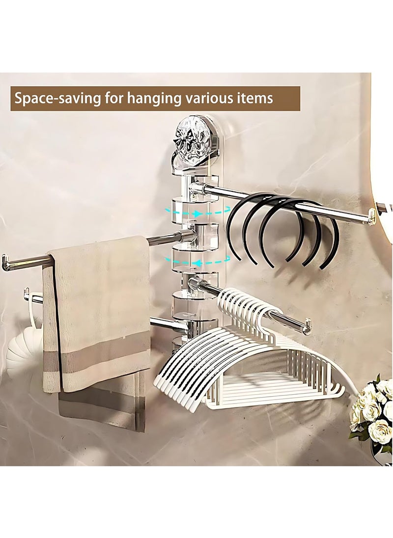 Hihonor - Suction Cup Towel Bar 4-Arm Swivel Towel Racks for Bathroom,Removable Vacuum Suction Towel Holder for Shower Room Kitchen Home,No Drilling (Clear) - Image 1