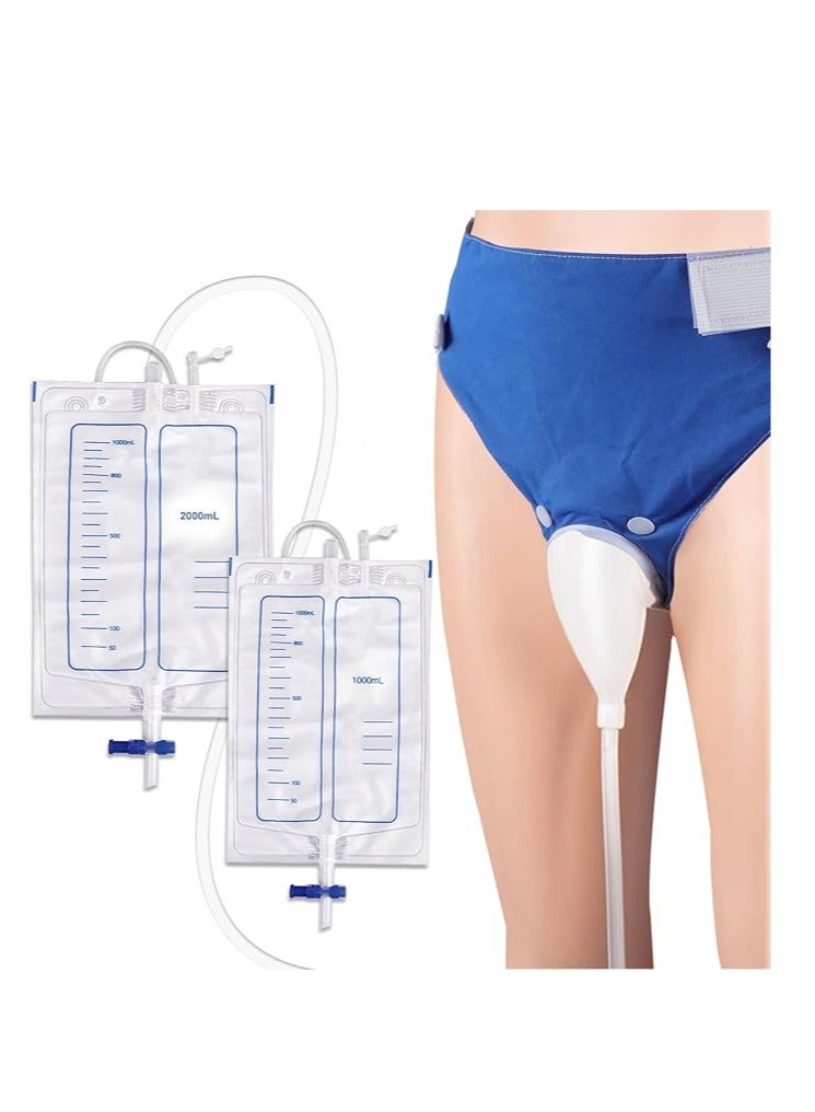 فائدة نموذج يتعلق طريح الفراش كيس جمع البول ، والتي يتم توفيرها مع اثنين من أكياس البول التي يمكن إعادة استخدامها ، هلام السيليكا كيس البول نظام الصرف الصحي ، ويمكن ارتداؤها كيس البول المحمولة يمكن ارتداؤها جهاز جمع . - Image 1