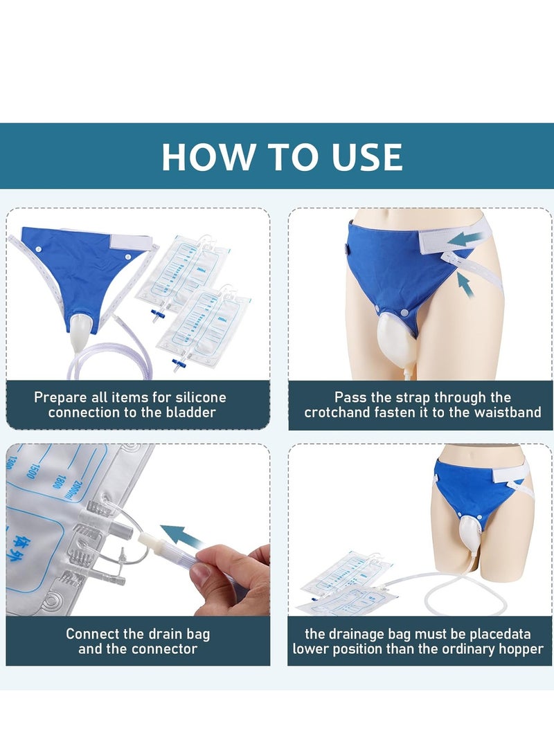 فائدة نموذج يتعلق طريح الفراش كيس جمع البول ، والتي يتم توفيرها مع اثنين من أكياس البول التي يمكن إعادة استخدامها ، هلام السيليكا كيس البول نظام الصرف الصحي ، ويمكن ارتداؤها كيس البول المحمولة يمكن ارتداؤها جهاز جمع . - Image 5