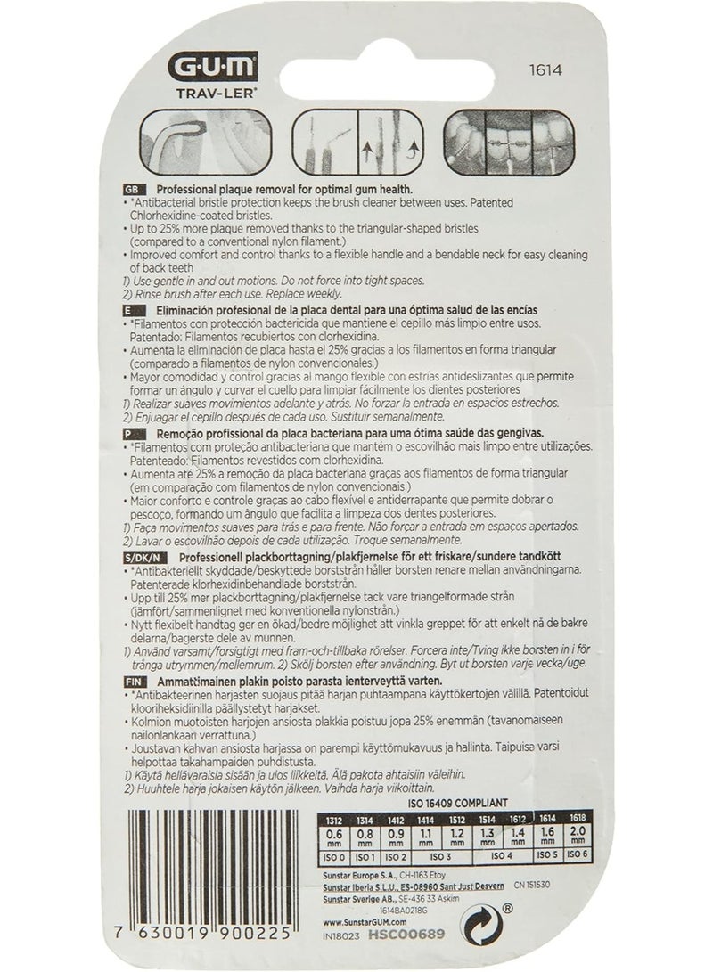 جم فرشاة بين الأسنان جي يو إم ترافلر مقاس 1.6 مم عدد 6 قطع لتنظيف دقيق للمسافات الضيقة وإزالة البلاك وبقايا الطعام ودعم صحة اللثة والنظافة الفموية اليومية - Image 4