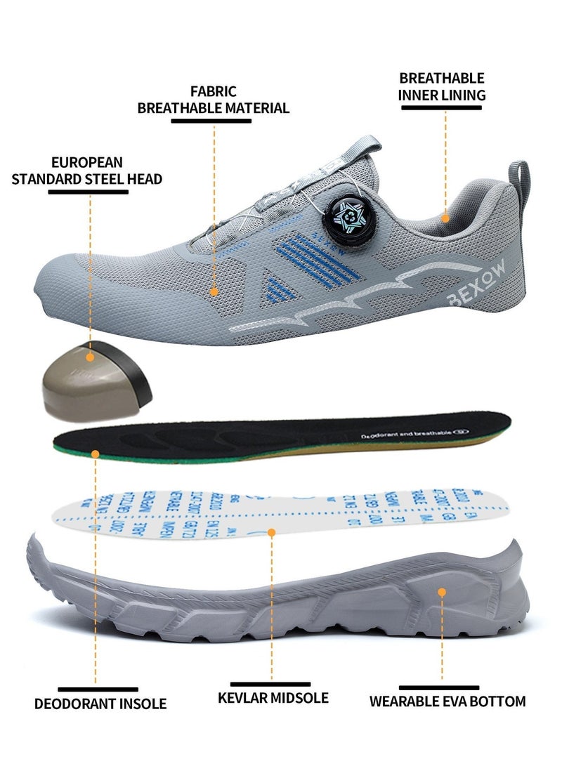 BEXOW Premium Safety Shoes Steel Toe Lightweight Slip Resistant Breathable Work Sneakers with Kevlar Midsole Anti-Smashing Puncture Proof Comfortable Industrial Footwear for Men and Women - Image 3