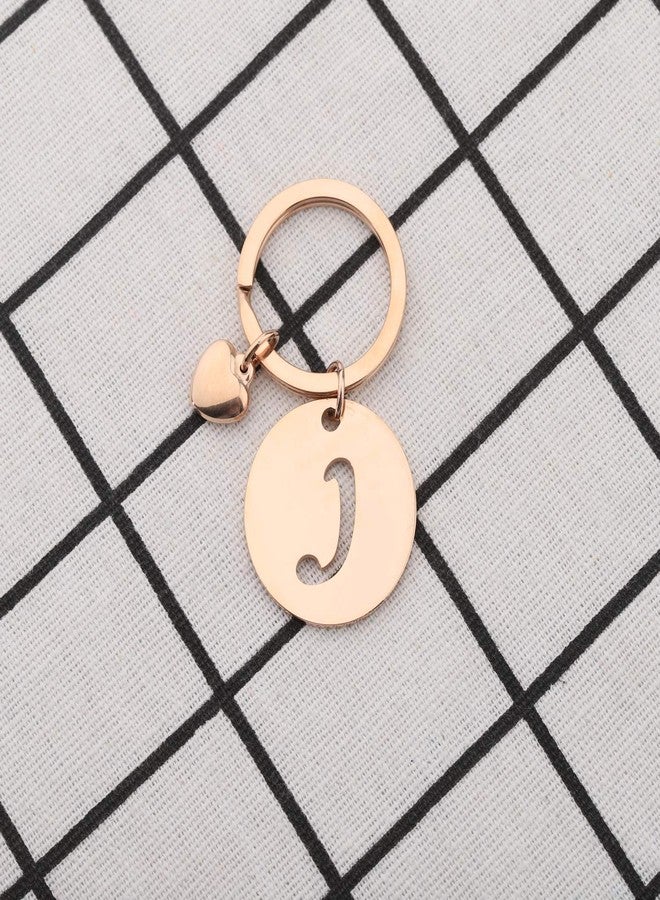 HOLLP Initial Disc Charm Keychain 26 Letter Alphabet Key Ring A-Z English Charm Keychain (Rose Gold-J) - Image 4