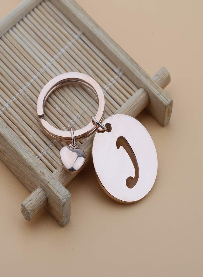 HOLLP Initial Disc Charm Keychain 26 Letter Alphabet Key Ring A-Z English Charm Keychain (Rose Gold-J) - Image 5