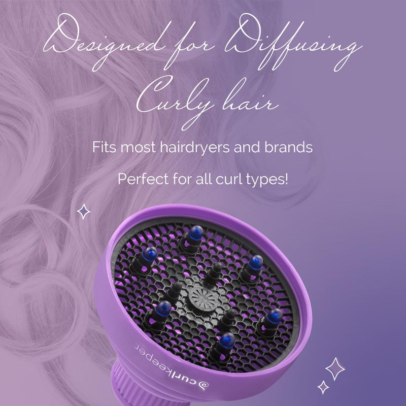 Curl Keeper Diffuser Hair Dryer for Curly Hair - Pop Up Silicone Hair Diffuser Attachment for Blow Dryers - Travel-Friendly & Universal Adjustable Hairdryer Attachment for Frizz-Free Curls - Image 2