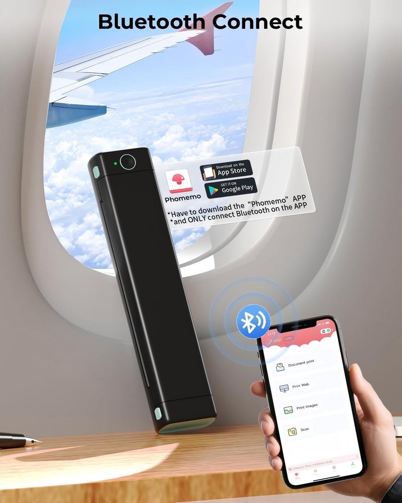 فوميمو طابعة حرارية محمولة Phomemo M08F بحجم A4 - طابعة لاسلكية بتقنية Bluetooth للهواتف المحمولة وأجهزة الكمبيوتر المحمولة - Image 2