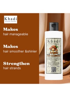 Khadi Natural Herbal Argan Conditioner For Dry & Frizzy Hair With Argan Oil Extract Make Hair Stronger And Silkier | Parben And Sls Free Argan Conditioner 200 Ml Pack For Women And Men, 1 Count  - Image 2