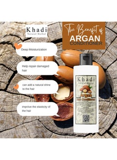 Khadi Natural Herbal Argan Conditioner For Dry & Frizzy Hair With Argan Oil Extract Make Hair Stronger And Silkier | Parben And Sls Free Argan Conditioner 200 Ml Pack For Women And Men, 1 Count  - Image 3