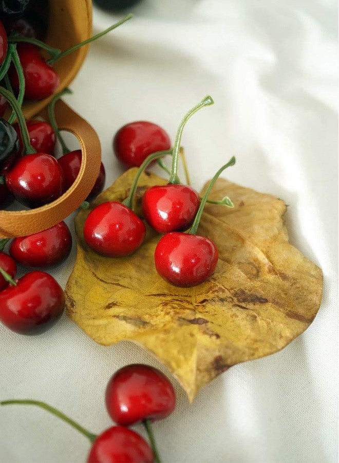 Aliotech 26pcs Artificial Lifelike Simulation Small Red Black Cherries Fake Fruit Model Home House Kitchen Party Decoration Desk Ornament - Image 2