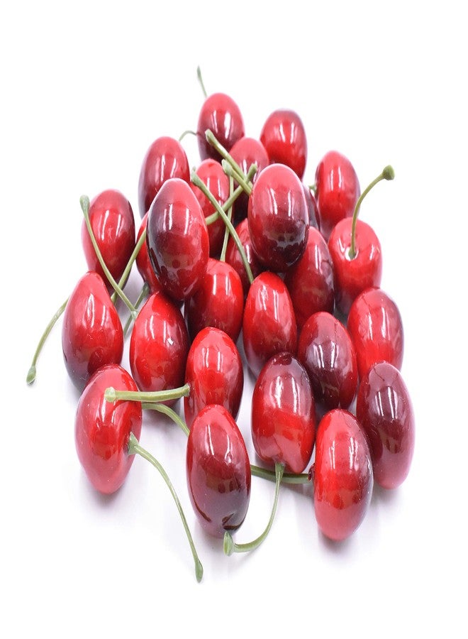 Aliotech 26pcs Artificial Lifelike Simulation Small Red Black Cherries Fake Fruit Model Home House Kitchen Party Decoration Desk Ornament - Image 1