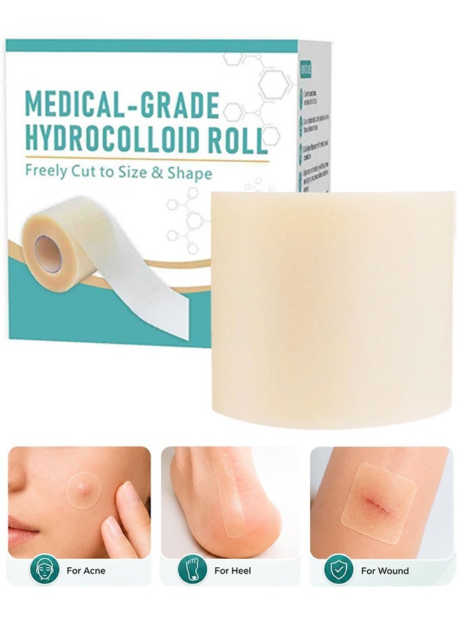 5cm x 1.5M Medical Grade Hydrocolloid Bandages Roll, Waterproof Cut-to-Fit Wound Care Tape for Wound Blisters Acne Treatment - Image 1