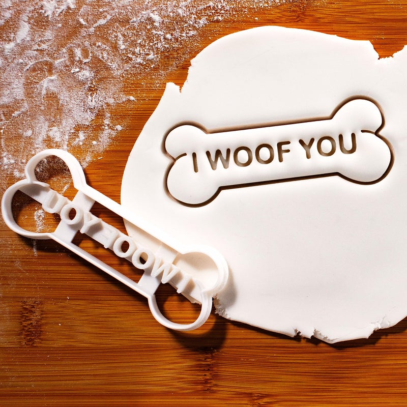 BAKERLOGY I WOOF YOU Dog Bone Cookie Cutter - Detailed Biscuit Cutter Design for Baking and Crafts  ideal on fondant  dough  clay - Image 1