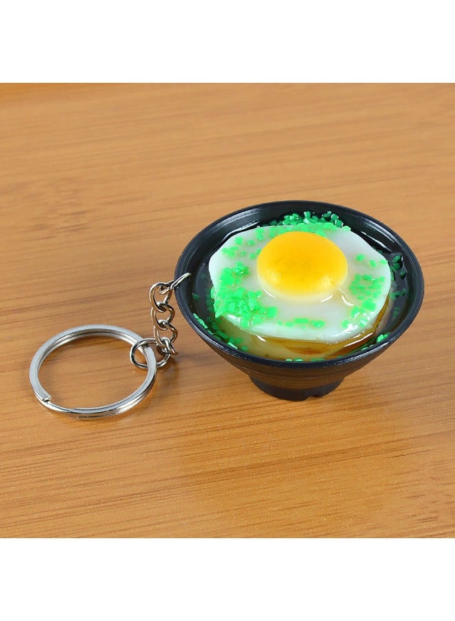 A Generation Of Hair Simulation Udon Noodle Food Play Pendant Creative Simulation Food Bowl Japanese Ramen Model Pendant-Color:Egg Noodles-Key Ring-Dimensions:5cm*2cm*2.5cm  - Image 1